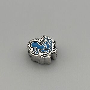 Radiant Angel Charm - Silver/Blue - Keith Haring inspired